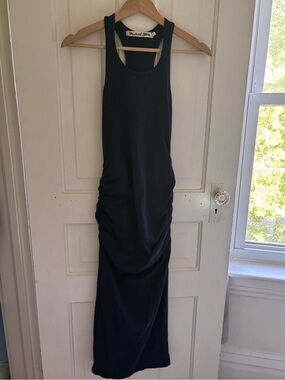 MICHAEL STARS Navy Racerback Ruched Maxi Dress (small)